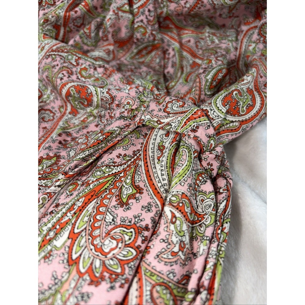 Zara Paisley Print Wrap Dress Large Side Tie Beaded Straps Boho‎ Chic Beach EUC - Picture 4 of 8